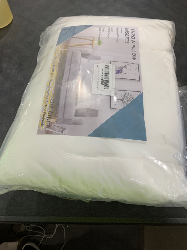Photo 1 of Oubonun 26 x 26 Euro Pillow Inserts, Firm and Fluffy Decorative Square Pillows for Couch Bed Sofa with Soft Cotton Cover White Cushion with Down Alternative Pack of 2