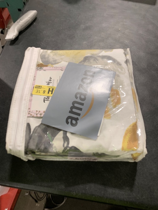 Photo 1 of Lush Decor Leah Reversible 100% Cotton Duvet Cover Set, 3 Piece Set, Full/ Queen, Yellow & Gray - Queen Bedding Set - Yellow Duvet Cover - Country Floral Decor