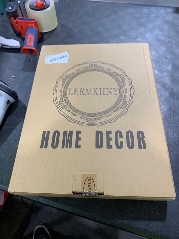 Photo 1 of Leemxiiny Rectangle Serving Tray with Handles, Coffee Table Tray for Ottoman, Organizer Vanity Tray for Living Room, Outdoor Tray for Patio Entertaining, Serving Breakfast Kitchen Platter LEE3040WH