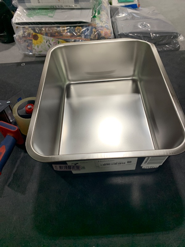Photo 1 of Holintan Stainless Steel Litter Box, 18"x14"x6"(Height) Medium Metal Cat Litter Box Easy Clean, Non Stick Litterbox No Smell for Cats or Kitty, Rabbits