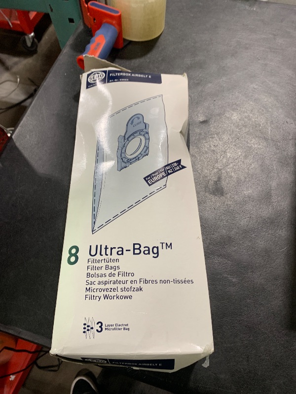 Photo 1 of SEBO Filter Bag Box Airbelt E, 8 Three-Layer Ultra Bags with caps #8300AM
