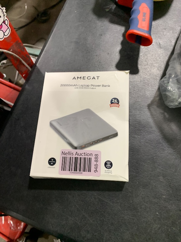 Photo 1 of AMEGAT 100W Laptop Power Bank, 20000mAh Portable Charger USB C 4-Port Super Fast Charging Battery Pack with LED Digital Display for Laptop, iPhone, MacBook, Samsung, AirPods, Steam Deck and More