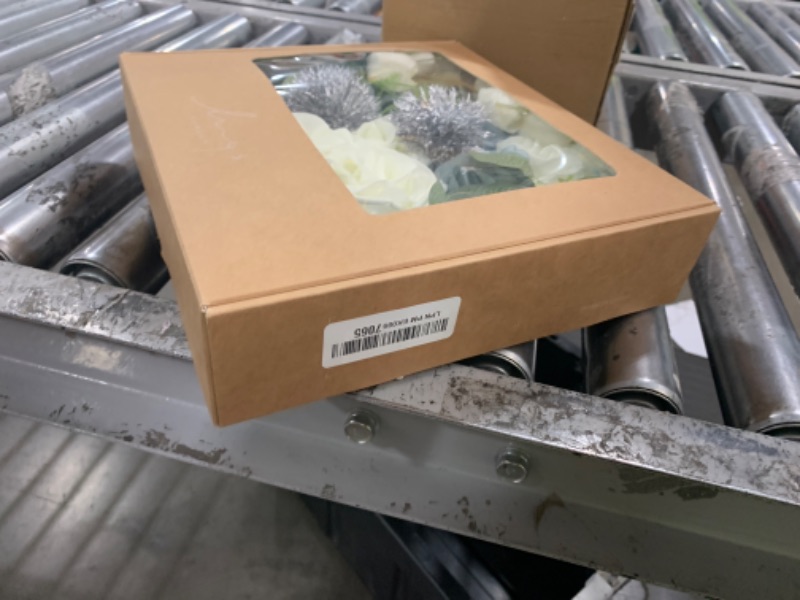 Photo 1 of Ling's Moment Fake Flowers Box, Faux Artificial Plants Stems Foam Roses Silk Greenery for Wedding Decor Centerpieces Table Decorations Floral Arrangements, Dusty Blue & White, Grand Combo