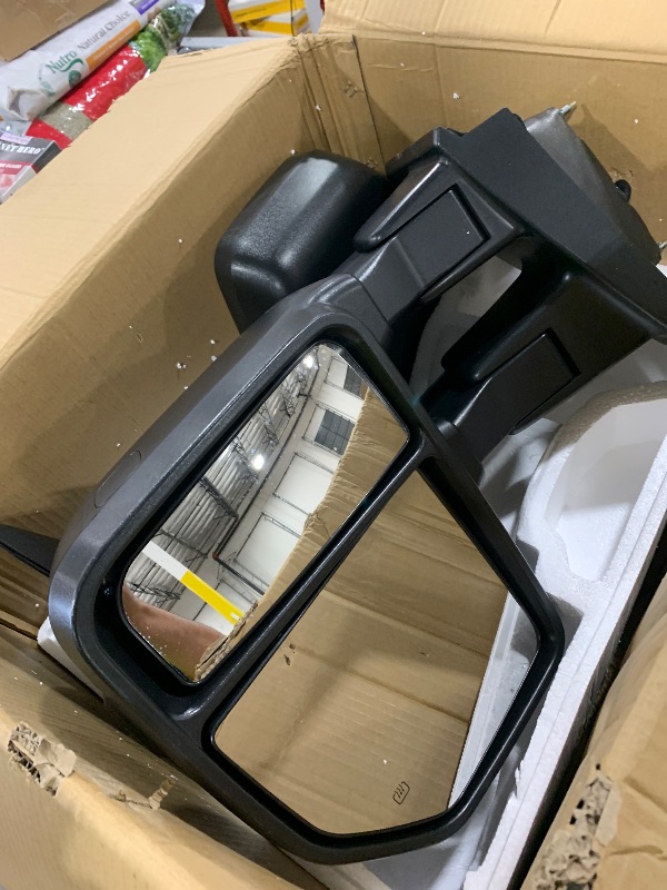 Photo 1 of Towing Mirrors for Ford F-150 2015 2016 2017 2018 2019 2020 Power heated Temperature sensor with LED Turn Signal Light Manual Folding Telescoping 8 Pin Plug (1 Pair)
