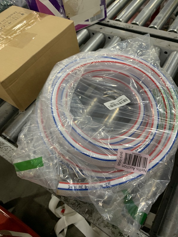 Photo 1 of DERPIPE Soft Braided PVC Tubing - 3/4" ID x 1" OD High Pressure Clear Flexible PVC Tube Reinforced Vinyl Hose for Water, Oil with 2pcs Hose Clamps (25Ft)