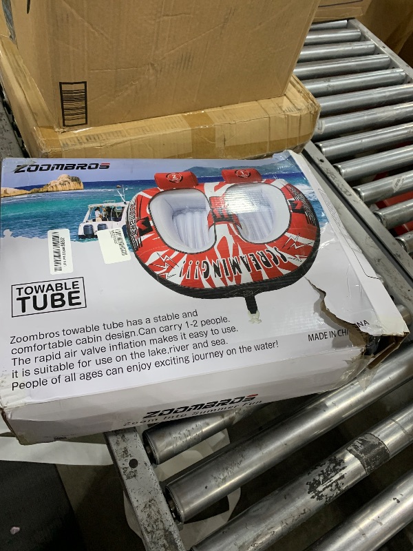 Photo 1 of ZOOMBROS Towable Tubes for Boating 2 Person, Water Tubes for Boats to Pull, Safety Inflatable Boat Tubes and Towables, Water Sport Towables with Drainage, Quick Connector, Large Capacity