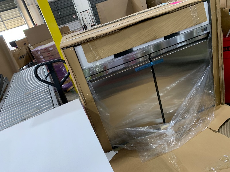 Photo 1 of ECEVT 48" W Commercial Refrigerator Sandwich Salad Prep Table Refrigerator Stainless Steel with 12 Pans, Kitchen Equipment for Restaurant, Bar, Shop, Buffet, etc