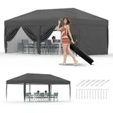 Photo 1 of 2025 New 10x20FT Pop Up Canopy Tent, Folding Tent Shelter with 6 Removable Sidewalls, Easy Setup Outdoor Canopy, Height Adjustable Shelter Gazebos
