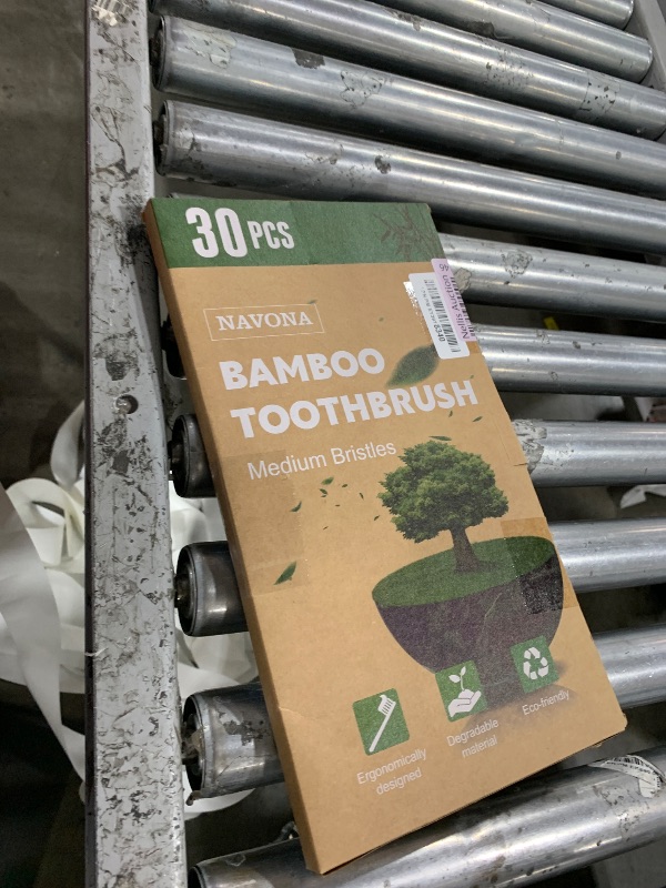 Photo 1 of Navona 30 PCS Bamboo Toothbrushes Pack, BPA Free Medium Soft Bristles Toothbrushes for Adults, Eco-Friendly Natural Wooden Toothbrush Bulk, Box of Two Reusable Travel Toothbrush