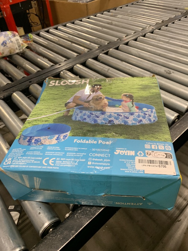 Photo 1 of SLOOSH Foldable Dog Kiddie Pool - Portable Hard Plastic Kids Doggie Swimming Pool, Anti-Slip Thick PVC Collapsible Pets Cats Whelping Box Puppy Bathtub (48" x 12")