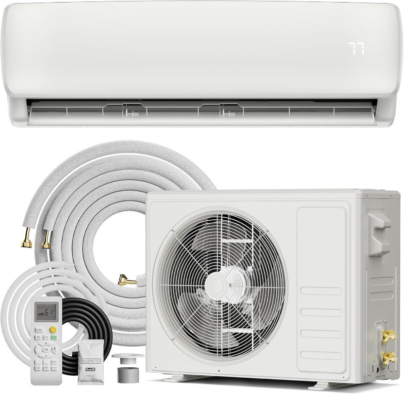 Photo 1 of 12000 BTU Mini Split AC/Heating System,19 SEER2 110/120V Energy Efficient Ductless Inverter System,Cools Up to 750 Sq.Ft with Pre-Charged Condenser,Heat Pump & Installation Kits