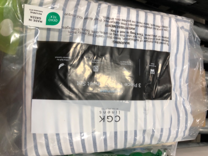 Photo 1 of Twin XL Size 3 Piece Sheet Set - Comfy Breathable & Cooling Bed Sheets Set - Hotel Luxury Bedding for Women, Men, Kids, Teens, Boys & Girls - Deep Pockets and Wrinkle Free - Oeko-Tex - Blue Stripes 2
