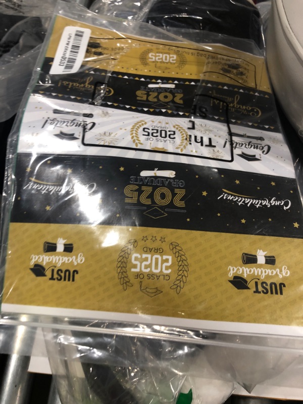Photo 1 of 100 Pcs Graduation Labels Stickers Water Bottle Wrapper Labels Decal Water Bottle Stickers Waterproof Graduation 2025 Party Favors, 5 Style(Black, White, Gold)