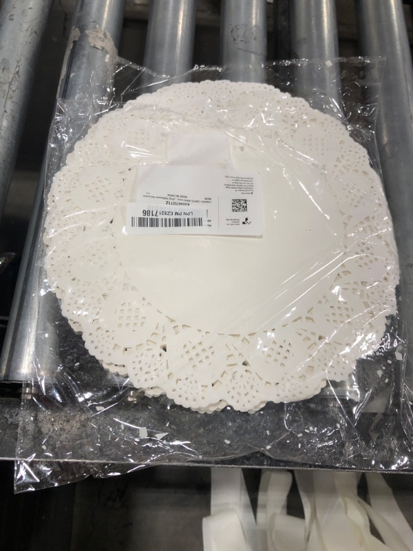 Photo 1 of HAKSEN 120PCS White Lace Paper Doilies, White Round Paper Placemats 11.5" Lace Food Doilies for Cake Fried Food Party Wedding Tableware Decoration
