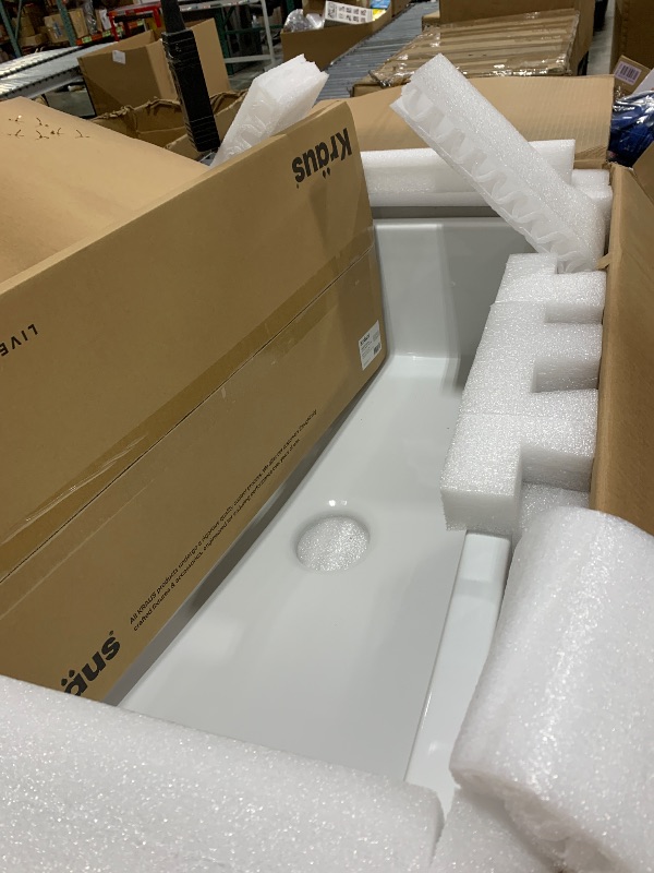 Photo 1 of KRAUS KFR1-33GWH Turino Reversible 33-inch Fireclay Farmhouse Flat Apron Front Single Bowl Kitchen Sink with Bottom Grid in Gloss White