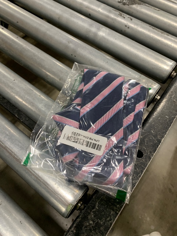 Photo 1 of Rosiika Men's Pink and Navy Blue Tie Striped Patterned Student Graduation Business Silk Neckties Christmas Gifts