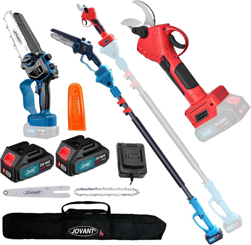 Photo 1 of 3-1Electric Pol;e Pruning set3-in-1 Pole Pruning Shears, Electric Pruning Shears & pole saws for tree trimming with 15.3ft Reach Pole,Cordless Pole Shears and Battery Pole Saw with 2 Pack 20V 4.0Ah Battery for Tree