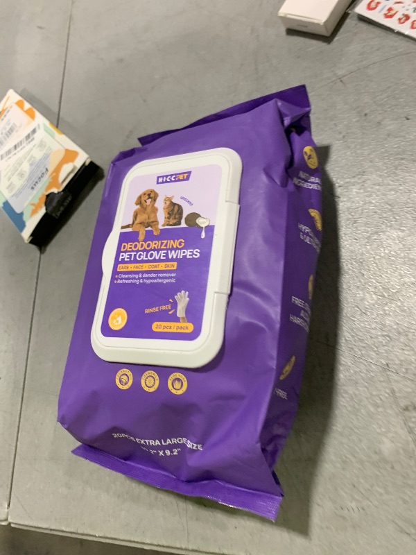 Photo 1 of HICC PET Dog Wipes Cleaning Deodorizing, Nourish Fur and Eliminate Odors, Hypoallergenic Dog Cleaning Glove Wipes with Coconut Oil, No Rinse Cat Cleaning Wipes for Daily Care(unscent)