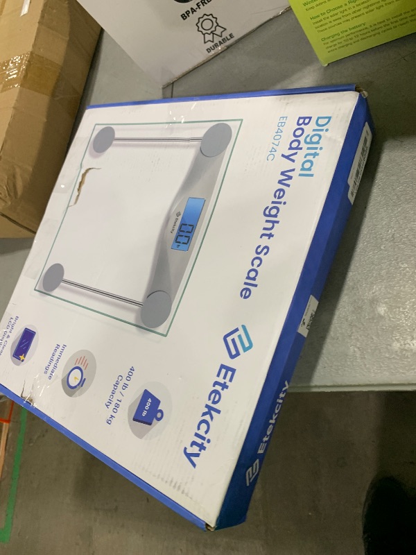 Photo 1 of Etekcity Digital Body Weight Bathroom Scale, Large Blue LCD Backlight Display, High Precision Measurements,6mm Tempered Glass, 400 Pounds