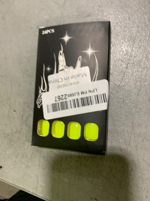 Photo 1 of Short Press on Nails - Neon Green Fake Nails | Solid Color Acrylic Nails,Full Cover Glossy False Nails with Jelly Glue,Stick on Nails for Women | Nails Press Ons 12 Sizes-24Pcs