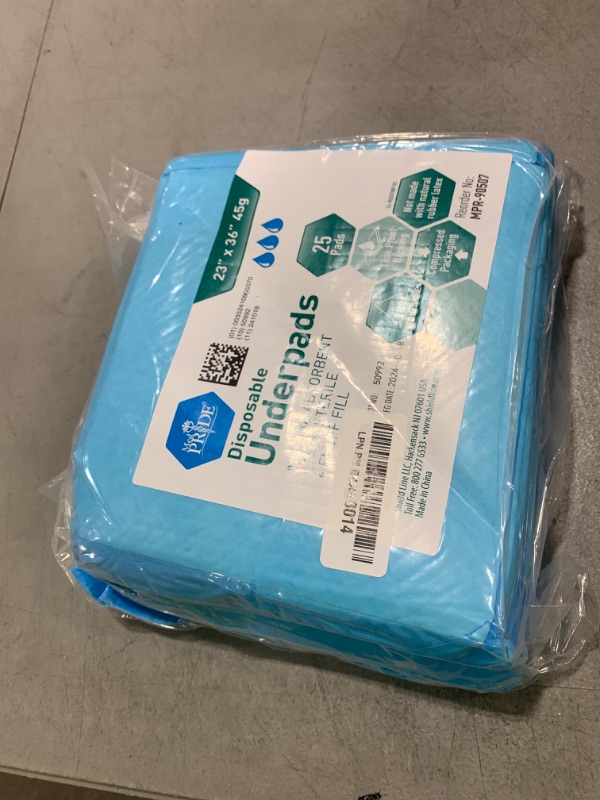 Photo 1 of MED PRIDE Disposable Underpads 23'' X 36'' (25-Count) Incontinence Pads, Chux, Bed Covers, Puppy Training | Thick, Super Absorbent Protection for Kids, Adults, Elderly | Liquid, Urine, Accidents
