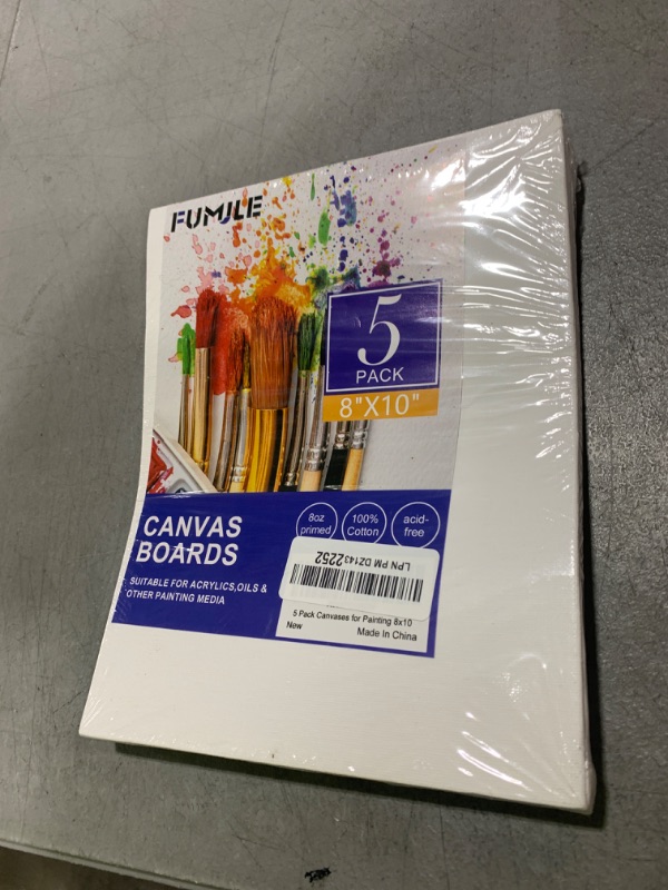 Photo 1 of Canvas Boards for Painting 8x10, 5 Pack Canvases for Painting Cotton Primed Acid Free Blank Canvas Panels for Watercolor, Oil Paint, Gouache, Acrylic Paint and Tempera.