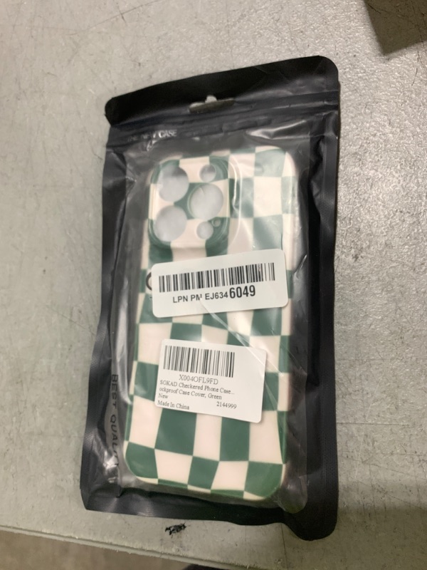 Photo 1 of SOKAD Checkered Phone Case for iPhone 16 Pro, Cute Checkerboard Designer Cover for Women Girly, Glossy Slim Soft TPU Camera Lens Protection Shockproof Case Cover, Green