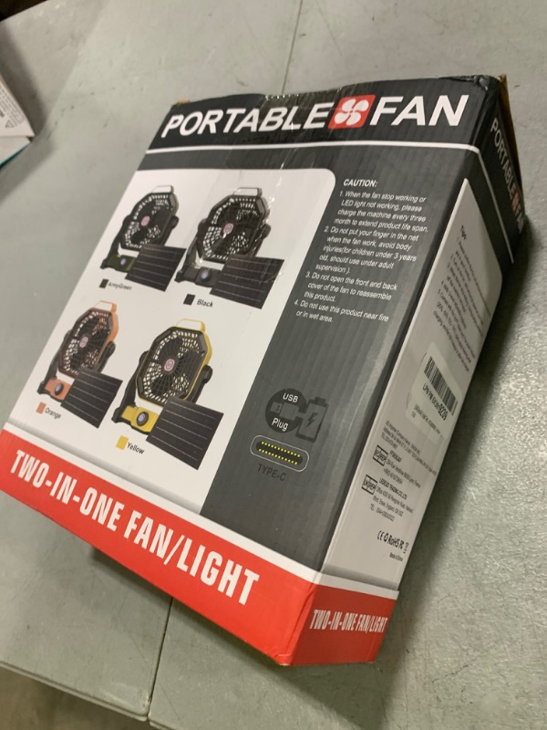 Photo 1 of 10400mAh Solar Fan, Camping Fan with Solar Panel, 7W 9-Inch Rechargeable Battery Operated Fans for Outside, LED Lantern, Stepless Speed and Quiet Battery Powered Solar Tent Fans for Outdoor, Barbecue
