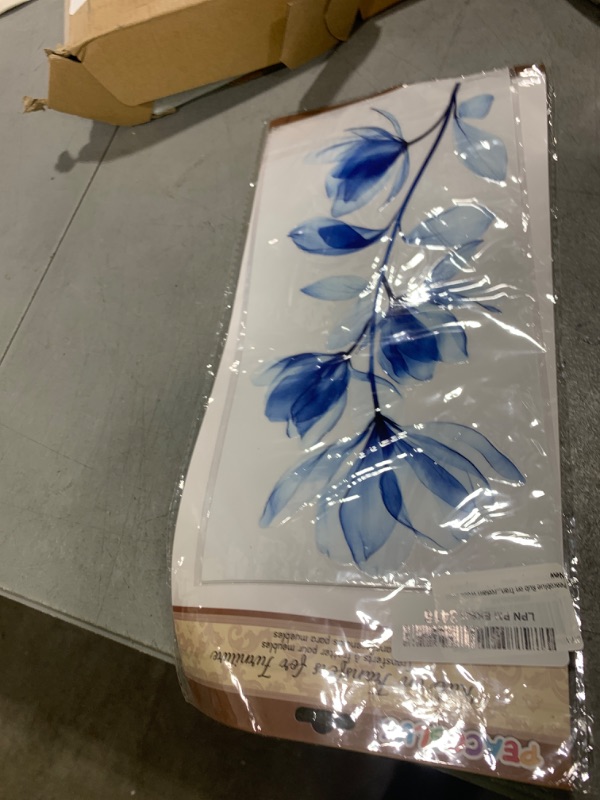 Photo 1 of Peacoblue Rub on Transfer Decal Sticker for Furniture Craft Decor 6"x12" Blue Watercolor Flowers, 3Pcs Waterproof UV DTF Transfer for Drawer Dresser Glass Porcelain Wood Plastic