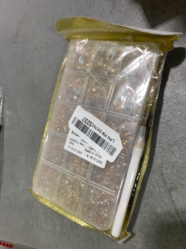Photo 1 of 16000Pcs Resin Rhinestones with Tweezers for Crafting, Gold 2-6mm Mixed Sizes Flatback Gems, Bedazzling Crystal for DIY Crafts Clothing Tumblers Mugs Shoes Fabric Nail Art