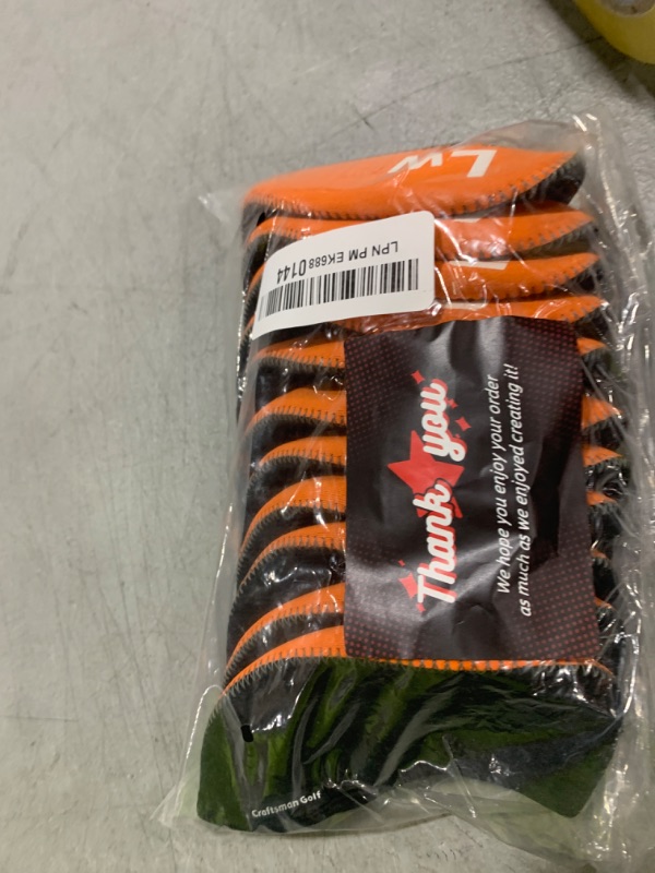 Photo 1 of Craftsman Golf 11pcs/Set Neoprene Iron Headcover Set with Large No. for All Brands Callaway,Ping,Taylormade,Cobra Etc. (Orange & Black)