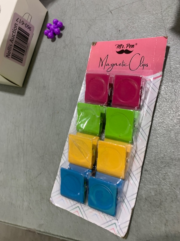 Photo 1 of Mr. Pen- Magnetic Clips, 8 pcs, Assorted Color, 1.2”, Metal Clips, Refrigerator Magnets