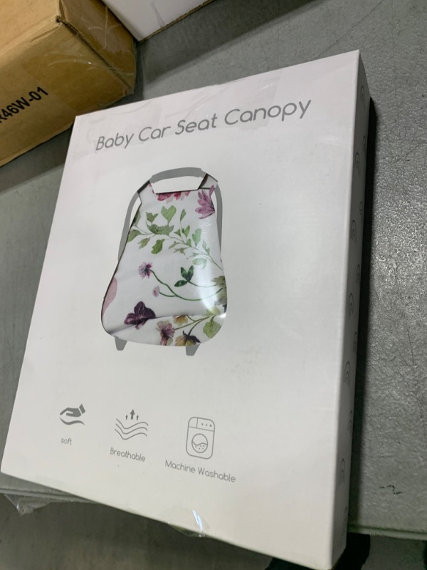 Photo 1 of Baby Car Seat Cover, Soft Minky Warm Winter Car Seat Canopy for Infants & Toddlers, Opening with Adjustable Strap, Breathable Nursing Cover & Stroller Blanket, Purple Flowers (Fits Most Car Seats)