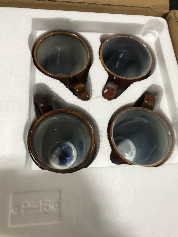 Photo 1 of vancasso Starry 16 Pieces Red Dinnerware Set, Reactive Glaze Dinner Sets, Plates and Bowls Set for 4, 16 Pcs Ceramic Dish Set Stoneware