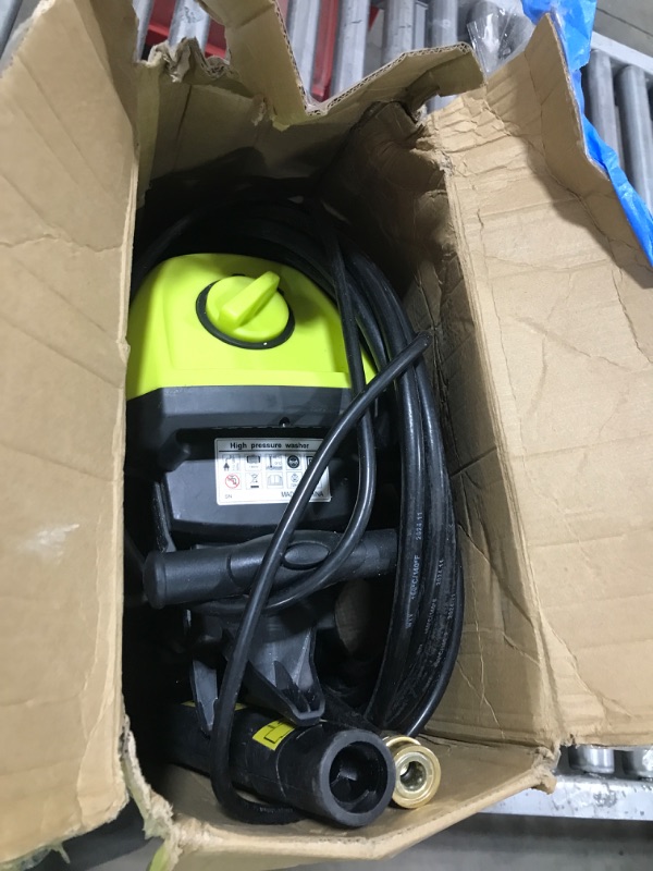 Photo 1 of Electric Pressure Washer 4800PSI-Max 3.0GPM Pressure Washer with 4 Nozzles, 25FT Hose, Soap Tank, Ideal for Car, Driveway, Patio, Pool Yellow