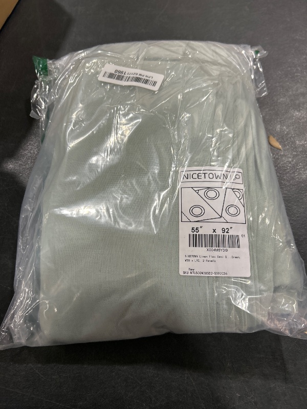 Photo 1 of NICETOWN Linen Flax Semi Sheer Curtains 92" Length, Grommet Window Treatments Privacy Added with Light Penetration Vertical Drapes for Loft/Home Office, Sage Green, W55 x L92, 2 Panels