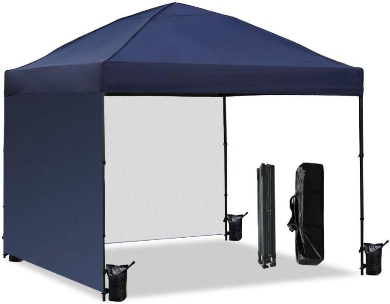 Photo 1 of Yoli Malibu 10x10 Pop Up Canopy Tent with 2 Sidewalls, Waterproof Shade Canopy with Sand Bags Outdoor Canopy Tent for Camping Beach Parties Backyard (Green)
