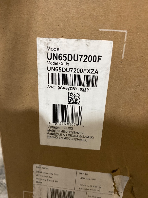 Photo 1 of Samsung Crystal DU7200 UN65DU7200F 65" Class Crystal Smart LED TV - 4K UHDTV - High Dynamic Range (HDR) - Titan Gray - HDR10+, Hybrid Log Gamma (HLG) - LED Backlight - Bixby, Alexa, Google ...