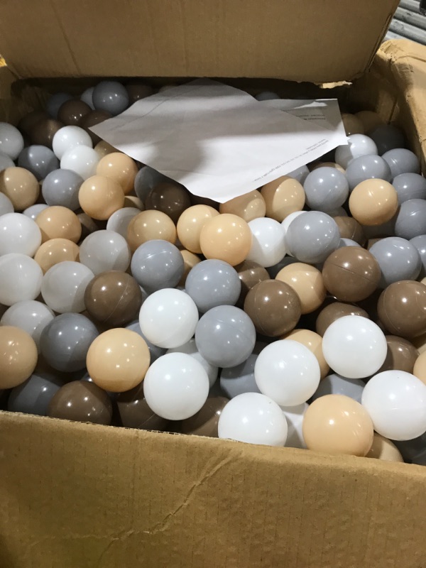 Photo 1 of GOGOSO Balls for Ball Pit - Plastic Ball for Toddlers 1-3, Baby Kids Ball Pool Decoration 50 100 200 300 500 1000 (Grey+Coffee+ Beige+White, 1000 Balls)