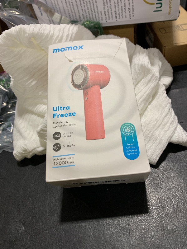Photo 1 of MOMAX Handheld Fan with Ice Cooling, 2 IN 1 Hand Fan, USB Rechargeable, 1-100 Stepless Adjustable Speed Mini Fan with 12000RPM, Portable Fan for Travel Outdoor, Gifts for Women