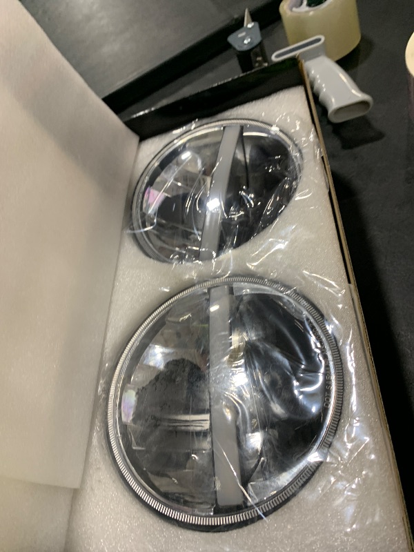 Photo 1 of UNI-SHINE 7-Inch LED Headlights - with Amber Turn Signal White DRL, DOT Approved, Hi/Lo Beam, Compatible with Jeep Wrangler JK TJ CJ, Chevy, and Miata