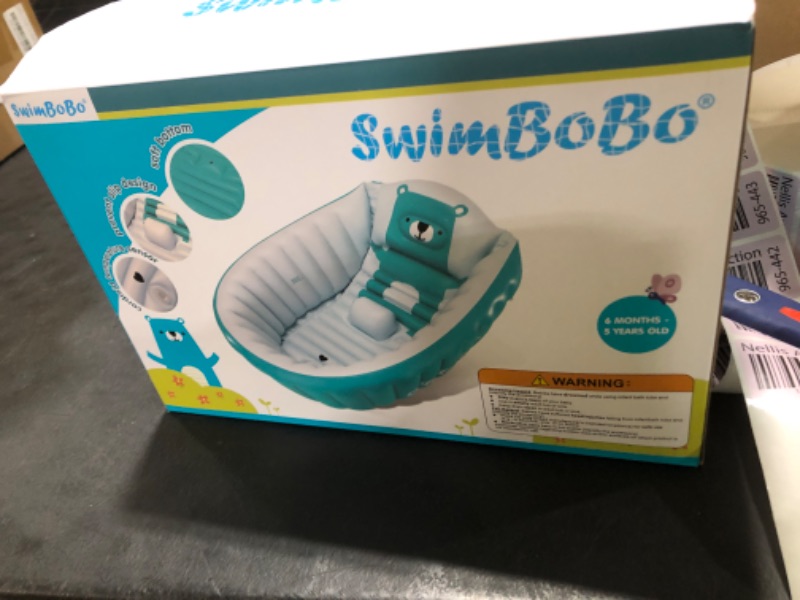 Photo 1 of SHXKUAN Inflatable Bathing Tub for Toddler,Non Slip Safety Thick Cushion Central Seat,Portable Travel Seat Baths Baby Swimming Pool for 0-5 Year(Blue)