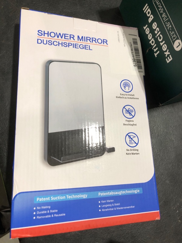 Photo 1 of TAILI Shower Mirror Fogless Suction, Shaving Mirror with Razor Holder, Fog Free with Storage Tray, Rust-Proof, Shatterproof, Removable, Bathroom & Shower Accessories, Black