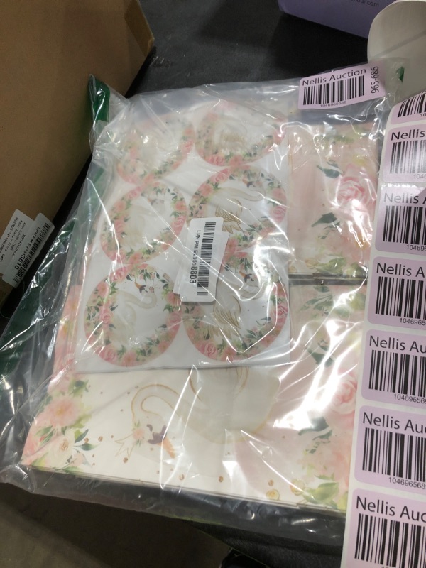 Photo 1 of HaPiBiDesign 24 PCS Swan Party Favor Bags With Stickers - Candy and Goodie Gift Treat Bags for Swan Themed Birthday Party Supplies
