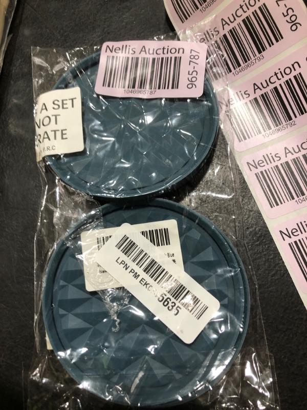 Photo 1 of Wingcases Silicone Coasters for Drinks[8 Pack, No Holder]- Cup Mat for Tabletop Protection-Non-Slip, Non-Stick, Coffee Table Decor, Great Gift for Any Occasion, Dark Blue