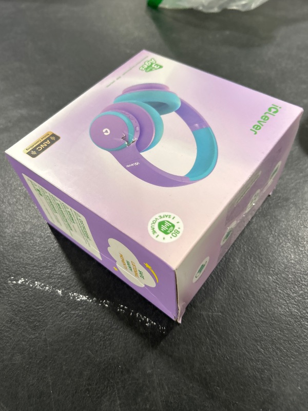 Photo 1 of iClever BTH26 Active Noise Cancelling Headphones for Kids, 60H Play Time, Safe Volume 80dBA, Type C Fast Charging, Bluetooth5.4, Kids Bluetooth Headphones with Mic AUX Cord for iPad Airplane, Purple