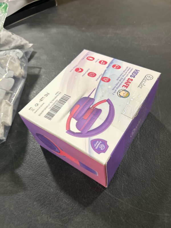 Photo 1 of ELECDER Kids Headphones, S8 Wired Headphones for Kids with Microphone for Boys Girls, Adjustable 85dB/94dB Volume Limited, 3.5 mm Jack for School/Kindle/Smartphones/Tablet/Airplane Travel(Purple/Red)