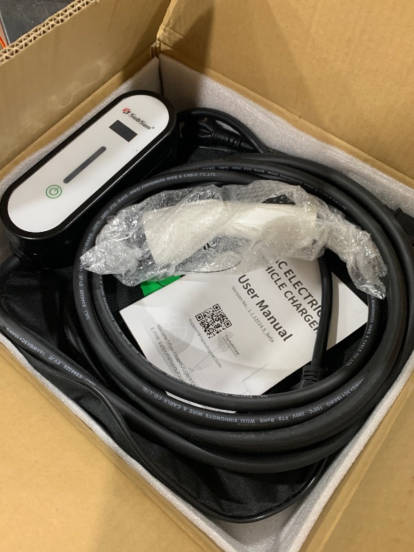 Photo 1 of Level 1 Level2 EV Charger 16 Amp 110-240 V,17 ft Cable, Portable Electric Vehicle Charger with NEMA5-15P & 6-20 Plug Compatible for SEA J1772 EV Cars for Home and Outdoor (White)