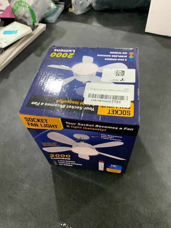 Photo 1 of OSTIVE Socket Fan Light with Remote: 18'' Small Ceiling Fans with Lights, 2000 Lumens Dimmable Led Bulb, 3 Colors 3000K-6500K, Easy Install Screw in E26 Base for Bedroom Living Room Kitchen Garage