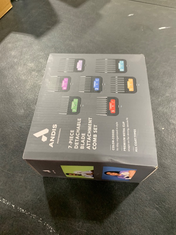 Photo 1 of Andis 562014 Premium Clip Animal Comb Set – Built with Plastic, Includes 7 Color Coded Combs of Different Sizes, Metal Clip to Attach Comb - Fits Ultra Edge & Ceramic Edge Blades, Multicolor